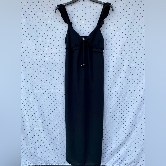 Kingston Grey Juniors Ruffle Empire Waist Maxi Day Dress Color Black Size S - Picture 6 of 14
